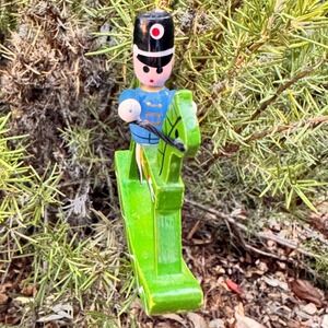 Vintage 1979 Wooden Rocking Horse Soldier Christmas Tree Ornament Figurine